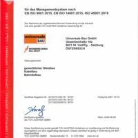 Managementsystem nach EN ISO 9001, EN ISO 14001, EN ISO 45001